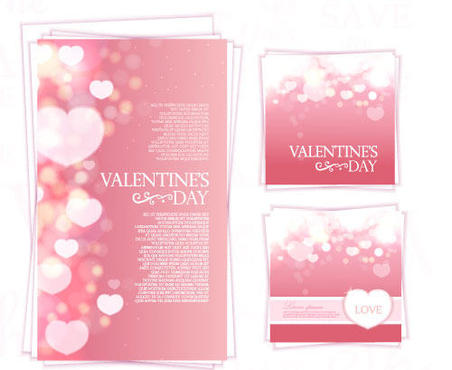 Carte de jour de valentines rose Kit vecteur 02 Saint-Valentin rose kit carte   