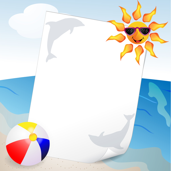 ビーチと漫画太陽ベクトル02と夏の旅行の背景 漫画 旅行 太陽 夏 ビーチ   