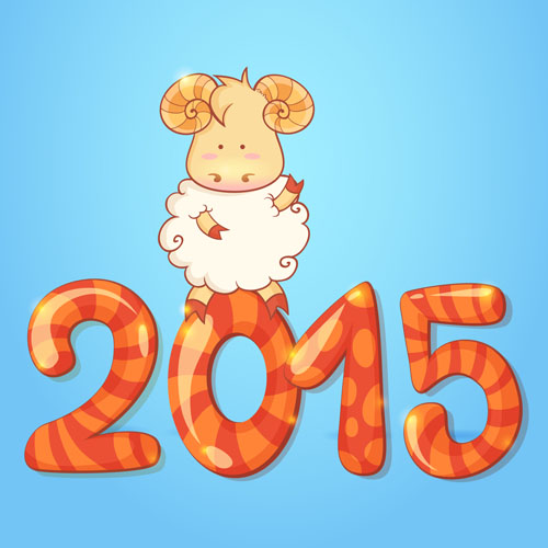 2015のベクトルセット羊の年背景材料09 背景材料 背景 年 ヒツジ 2015   