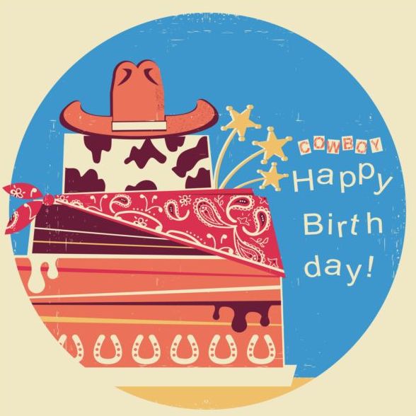 Cowboy joyeux anniversaire symbole vecteur happy cowboy Anniversaire   