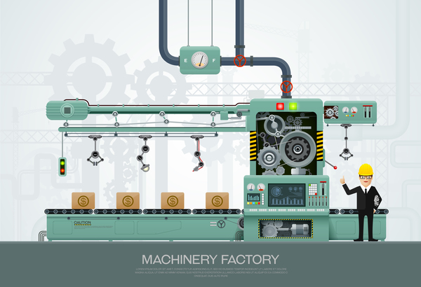 Maschinen-und Fabrikvorlage Vektor 05 Maschine Gewerbe Fabrik   