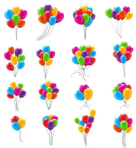 16 Kind-farbige Luftballons Illustrationsvektor farbig ballons   