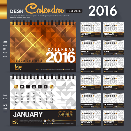 2016新年の机のカレンダーベクトル材料46 陰暦 机 新しい 年 rmaterial 2016   