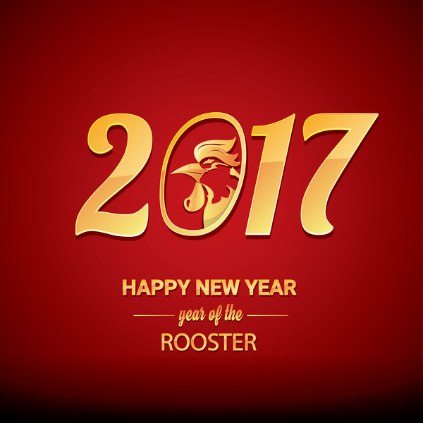 2017 chinesisches neues Jahr der Hahn roten Stile Hintergrundvektor 06 Stile Neu Jahr Hahn Chinesisch 2017   