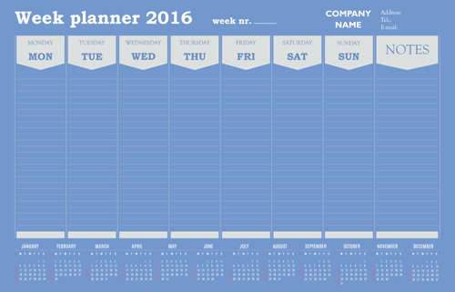 Planificateur annuel 2016 vecteurs calendrier 04 planificateur calendrier Annuel 2016   