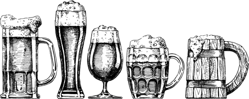 Bier mit handgezogenem Vektormaterial Zeichnung material hand cup Bier   