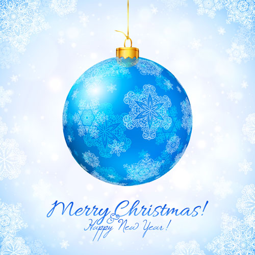 Boule bleue de Noël avec le fond de nouvel an de neige nouvel an Noël neige boule de Noël Bleu   