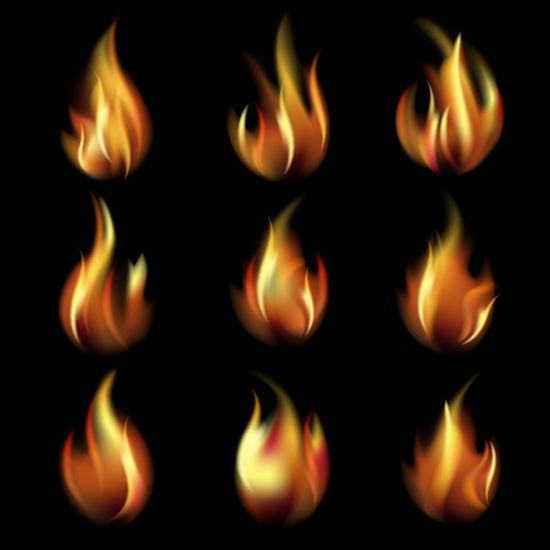 Leuchtende Brandflamme Illistrationsvektoren setzen 07 Illegierung flamme Feuer bell   
