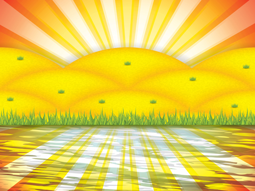 Soleil de dessin animé avec l’été backgrond vecteur 04 sun summer cartoon backgrond   