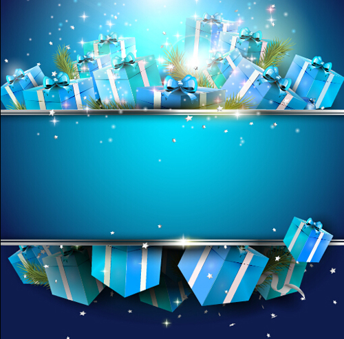 Weihnachtsblauer Geschenkkarton Hintergrundvektor Weihnachten Hintergrund Geschenkbox Blau   