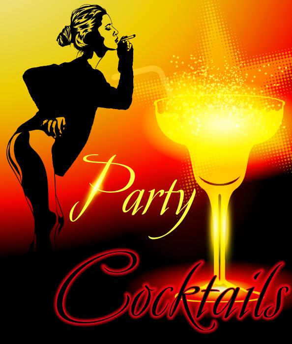 Cocktail-Party-Plakatvorlage mit schönem Mädchenvektor 03 Schöne poster party Mädchen cocktail   