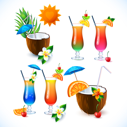 Graphismes vectoriels de noix de coco et de cocktails 01 vector graphics noix de coco cocktails   