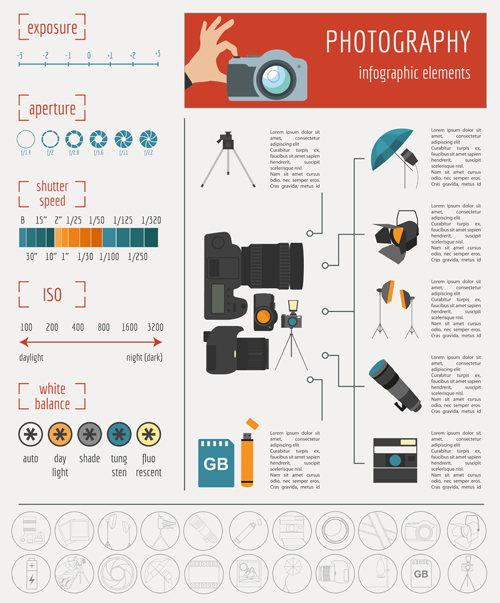 Photographie créative infographies vecteurs de conception 03 photographie infographies   