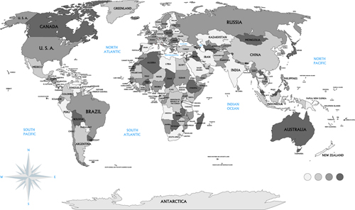 詳細な世界地図デザインベクトル材料02 詳細 素材 地図 世界 デザイン   