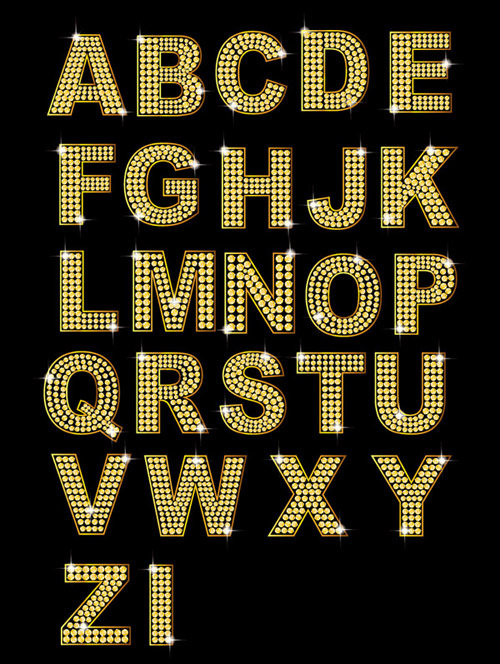 Diamant und goldener Alphabet-Vektor golden diamond alphabet   