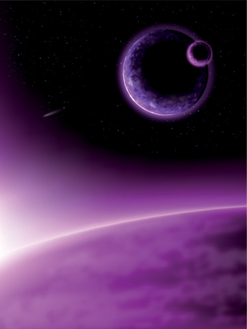 地球と月の紫色の背景 紫の背景 月 地球   