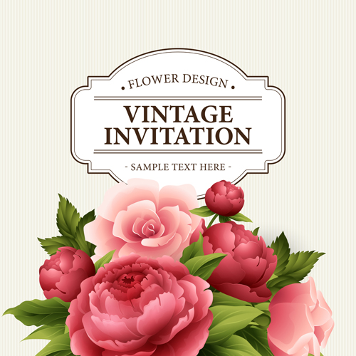 Blumendesign Vintage-Einladungen Karte Vektor 01 Karte Jahrgang Einladungen design Blume   