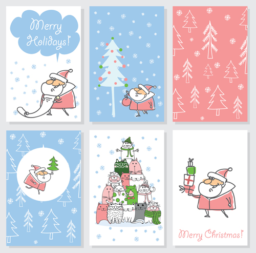 Dessiné à la main 2016 cartes de Noël vecteurs 04 Noël main dessiné cartes 2016   