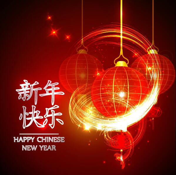 Glückliche chinesische Neujahrs-Grußkarte mit Laternen-Vektor 11 Neu lantern Karte Jahr happy Chinesisch Begrüßung   