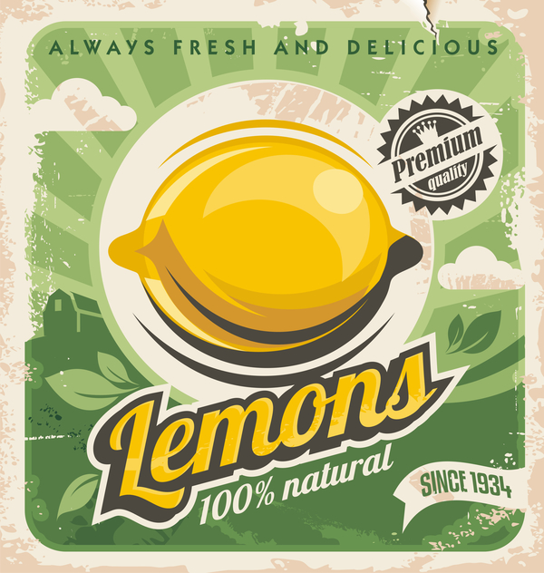 Affiche de citron Vintage vector design 02 vintage Citron affiche   