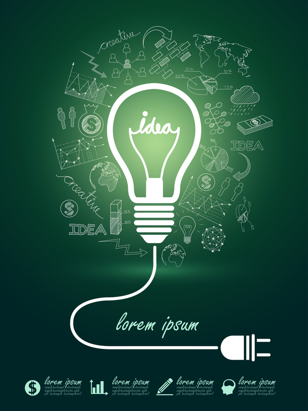 Lightbulb mit Ideen Infografik Vektorvorlage 16 Infografiken Ideen Glühbirne   