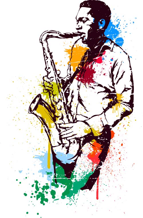 Vieux saxophone interprète vecteur 03 vieux saxophone interprète   