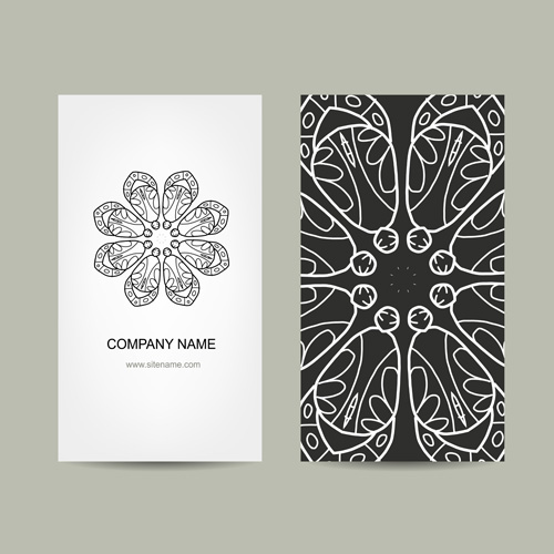 Ornement floral cartes de visite vecteur ensemble 04 ornement floral carte business   