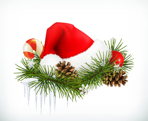 Rote Weihnachtsmützen und Nadelvektorabbildungen Weihnachten Nadeln illustration Hüte   