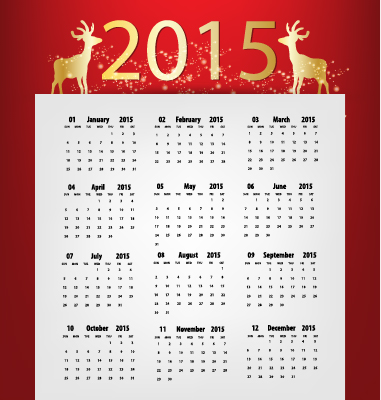 Rot mit weißem Kalendervektor 2015 weiß rot Kalender 2015   