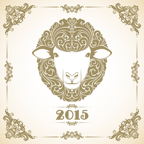 Moutons nouvel an 2015 rétro vecteur arrière-plan 02 nouvel an moutons arrière plan 2015   