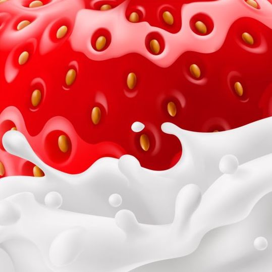 Erdbeeren mit Milchvektor Milch Erdbeeren   