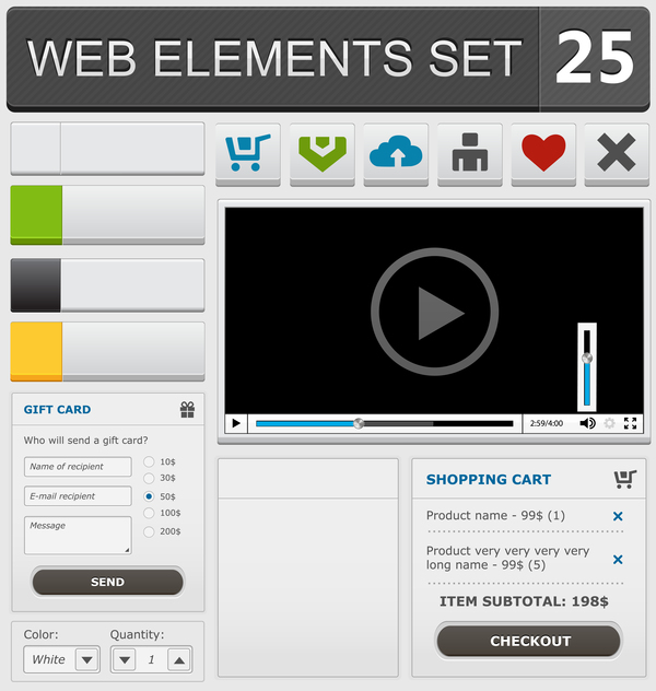Web-Elemente mit Knopf-Vektormaterial Set 19 web Elemente button   