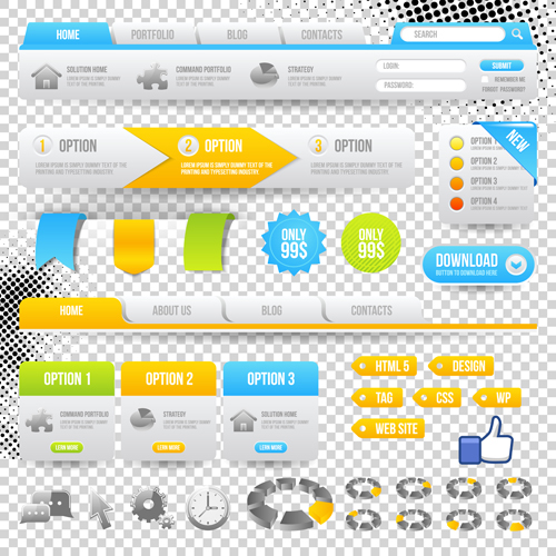 Web-Navigation mit Knopf-Elementen Vektor-Illustration web navigation illustration button   