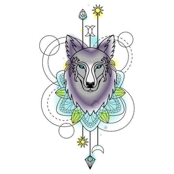 Loup avec le matériel vectoriel d’illustration décorative loup décoratif   
