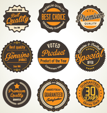 étiquettes commerciales brunes avec des badges vecteur étiquettes brun badges Affaires   