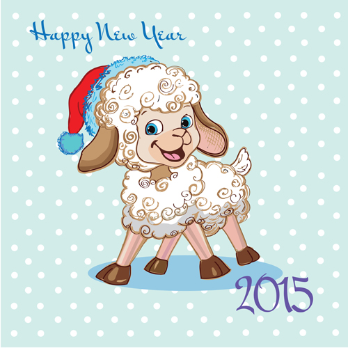 2015クリスマスと面白い羊のベクトル03と新年 新しい年 ヒツジ クリスマス おもしろい 2015   