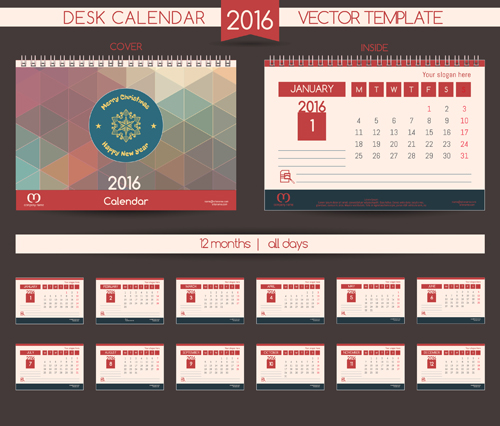 2016 nouvel an bureau calendrier vecteur matériel 106 neuf matériel calendrier bureau année 2016   