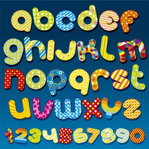3D glänzendes Alphabet und Zahlen Vektordesign 04 Zahlen shiny alphabet   