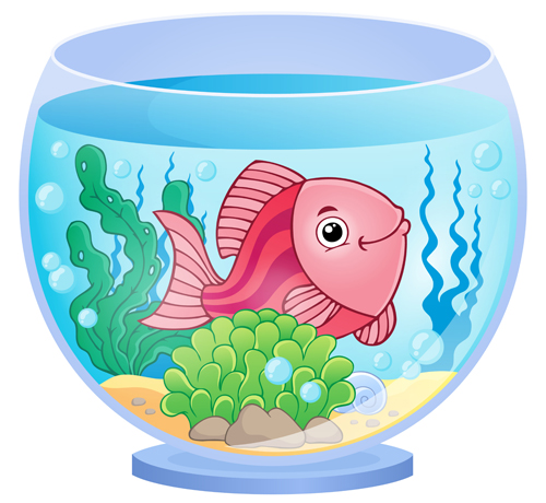 Aquarium mit Fischcartoon-Vektorset 09 cartoon Aquarium   