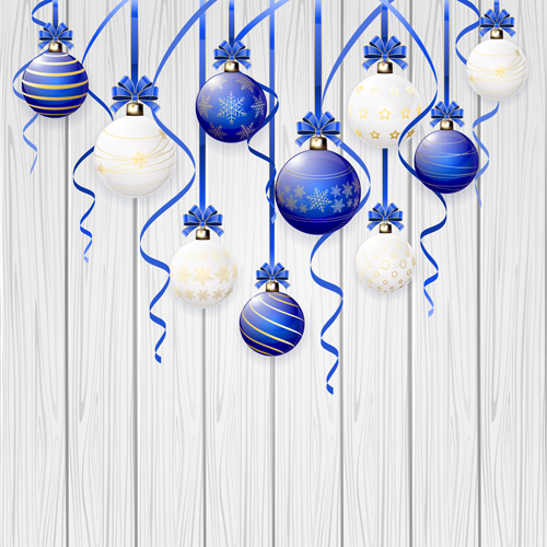 青と白のクリスマスボール美しいベクトル03 美しい ボール クリスマス Bluewhite   