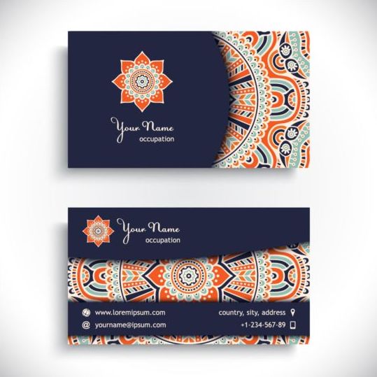 Visitenkarte mit ethnischem Mustervektor-Set 03 pattern ethnic card business   