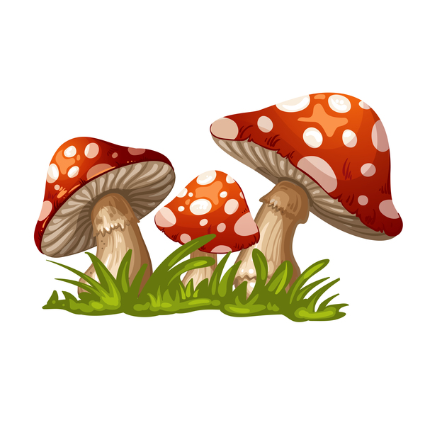 Champignons de dessin animé avec le vecteur d’herbe 03 herbe dessin animé champignons   
