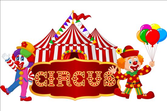 Clown und Zirkus-Vektormaterial 05 Zirkus clown   