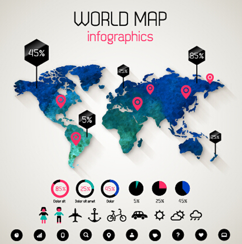 Carte du monde créatif et graphiques vectoriels infographiques 04 vecteur graphique monde infographies infographie creative carte du monde carte   