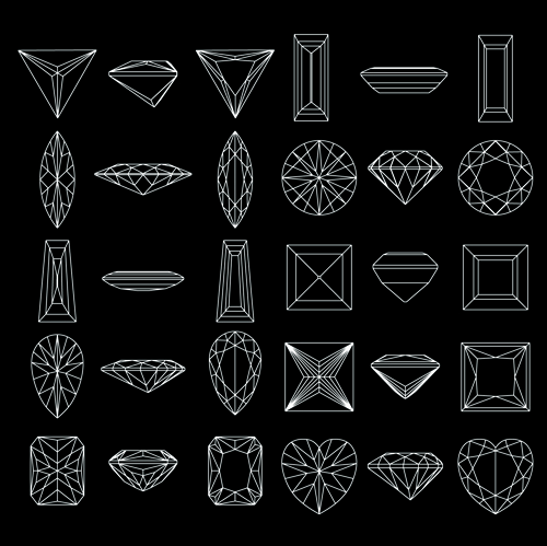 Diamantumrandung formt Vektormaterial outline Formen Diamant   