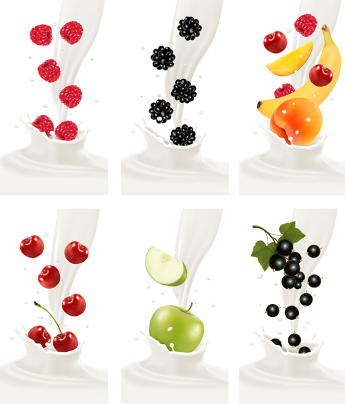 Fruchtsilch-Werbebanner Vektorgrafik 01 Werbung Fruchtmilch banner   