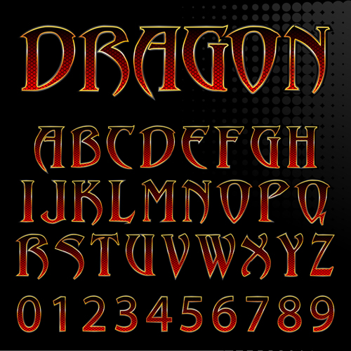 赤のアルファベットと数字のベクトルと黄金 赤 数字 ゴールデン アルファベット   