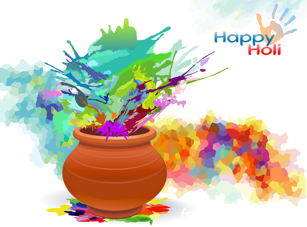 Happy Holi Festival mit farbigem Hintergrundvektor 07 holi happy festival Farbe   