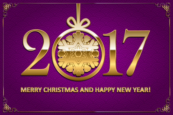 Bonne année avec Noël 2017 vecteur de texte d’or 05 year Noël new happy golden 2017   