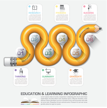 Apprendre avec les éléments infographiques de l’éducation vecteur 04 infographie elements education apprentissage   